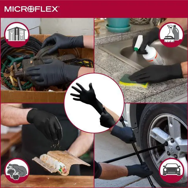Alt view image 4 of 7 - Microflex Onyx N64 Disposable Nitrile Exam Gloves for Automotive