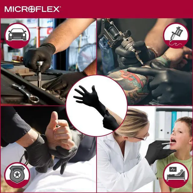 Alt view image 4 of 4 - Microflex MK-296 Black Disposable Nitrile Gloves, Latex-Free