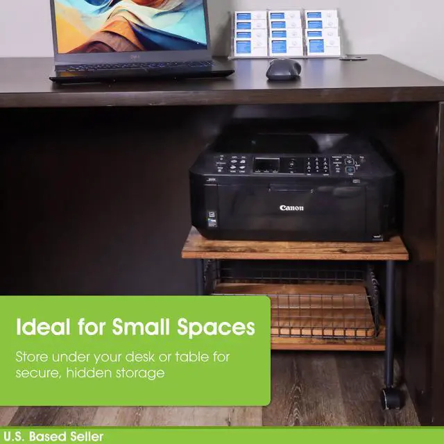 Alt view image 3 of 7 - 7Penn Rolling Cart on Wheels - 2 Shelf Under Table Printer Stand for Desk