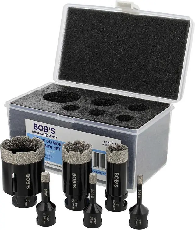 Alt view image 4 of 7 - BISupply Diamond Hole Saw Drill Bit Set - 6pc Diamond Drill Bits for Porcelain glass, mirror, tile, ceramic, concrete, cement, stone, marble, and masonry