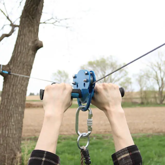 Alt view image 6 of 7 - Get Out! Zip Line 110ft Zipline Kit with Harness Trolley Brake Seat for Backyard