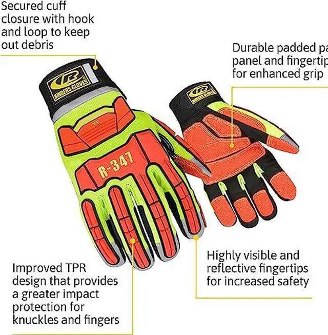 Alt view image 2 of 3 - Glove, Rescue, Cut Resistant, 3XL, Hi-Vis, Pr