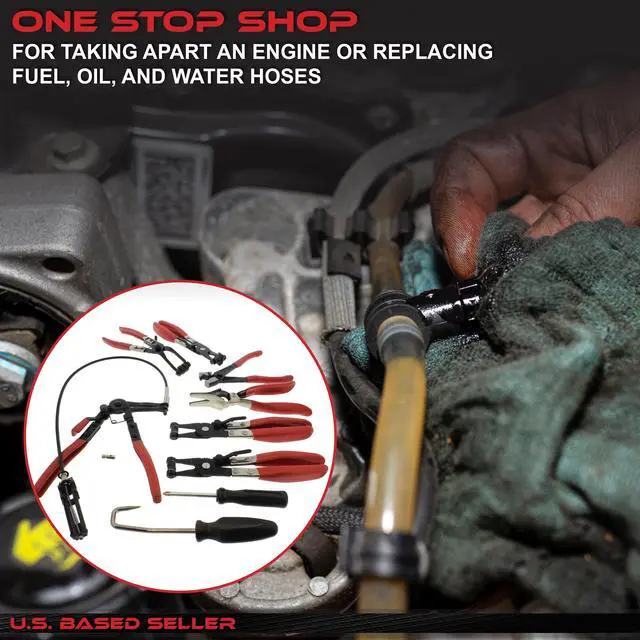 Alt view image 4 of 7 - ABN Hose Clamp Pliers 9-piece Remover Tool Kit  Automotive Hose Removal Set