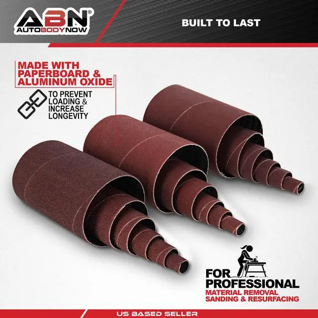 Alt view image 3 of 7 - ABN Aluminum Oxide Wood Sanding Sleeves 18-Pack 4.5 Inch Long Sandpaper Rolls