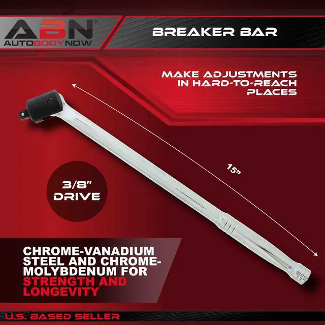 Alt view image 2 of 7 - ABN Extension Bar 3/8 Drive x 15 Inch  180-Degree Rotating 3/8 Breaker Bar