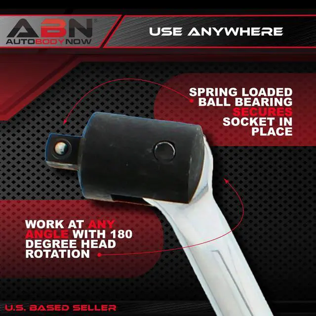 Alt view image 3 of 7 - ABN Extension Bar 3/8 Drive x 15 Inch  180-Degree Rotating 3/8 Breaker Bar