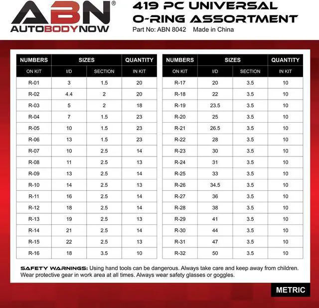 Alt view image 2 of 6 - ABN Metric Rubber O Rings Assortment Set - 419 Piece Assorted Gasket O Rings