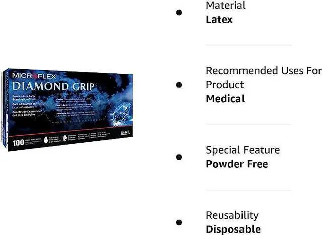 Alt view image 2 of 2 - Diamond Grip Exam Glove Extra Large, XL, NonSterile Latex Standard Cuff Textured