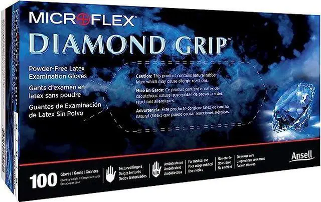 Main image of Diamond Grip Exam Glove Extra Large, XL, NonSterile Latex Standard Cuff Textured