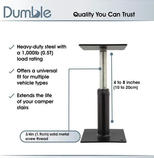 Alt view image 2 of 7 - Dumble RV Step Stabilizer - 4-8in Camper Adjustable Height Step Stabilizer