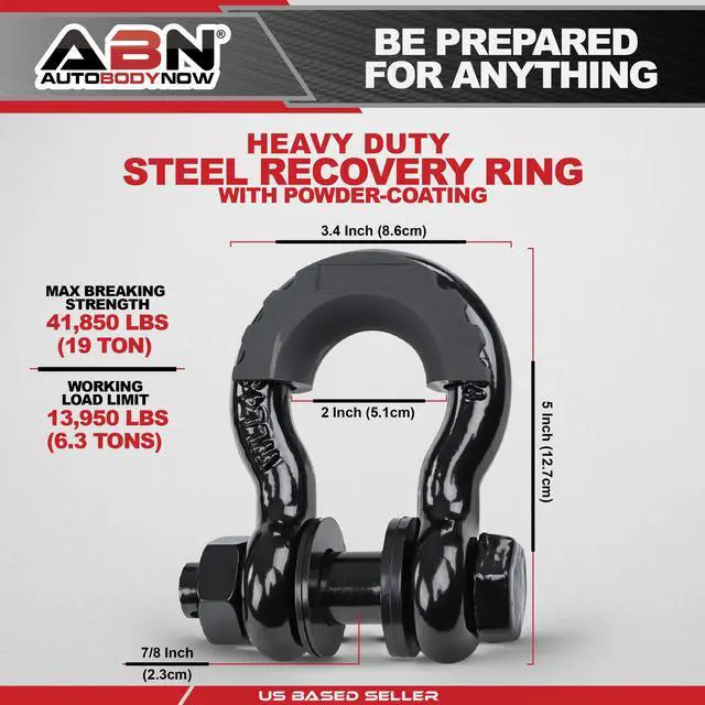 Alt view image 2 of 7 - ABN Tow Hitch D Ring 3/4 Inch - 2pk Towing D Rings 41,850 lb Break Strength