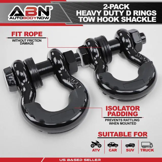 Alt view image 3 of 7 - ABN Tow Hitch D Ring 3/4 Inch - 2pk Towing D Rings 41,850 lb Break Strength