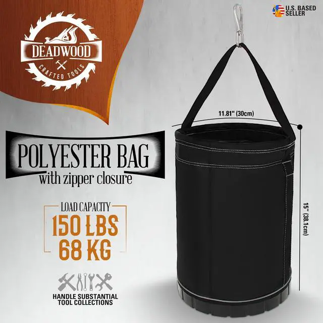 Alt view image 3 of 6 - Deadwood Crafted Tools Canvas Tool Bag - 150lb Max Aerial Hoist Lineman Bucket