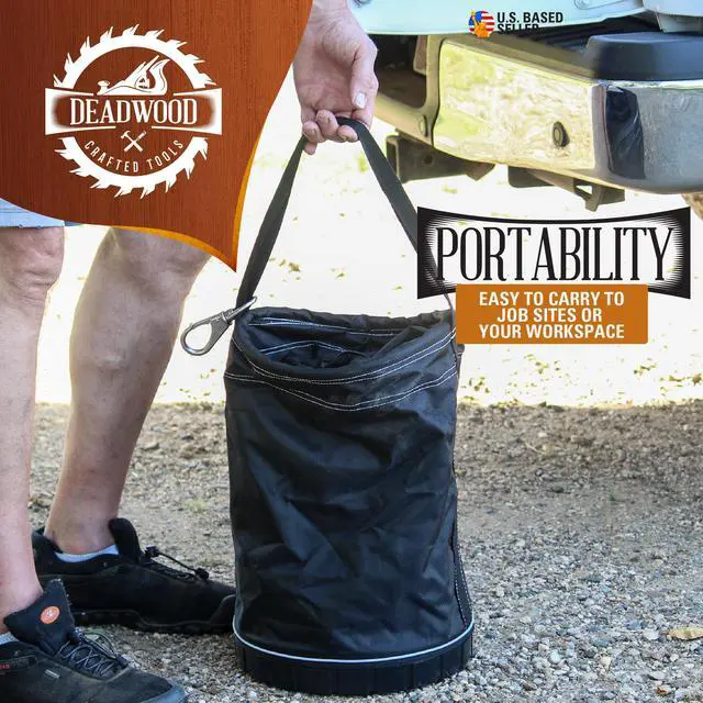 Alt view image 2 of 6 - Deadwood Crafted Tools Canvas Tool Bag - 150lb Max Aerial Hoist Lineman Bucket