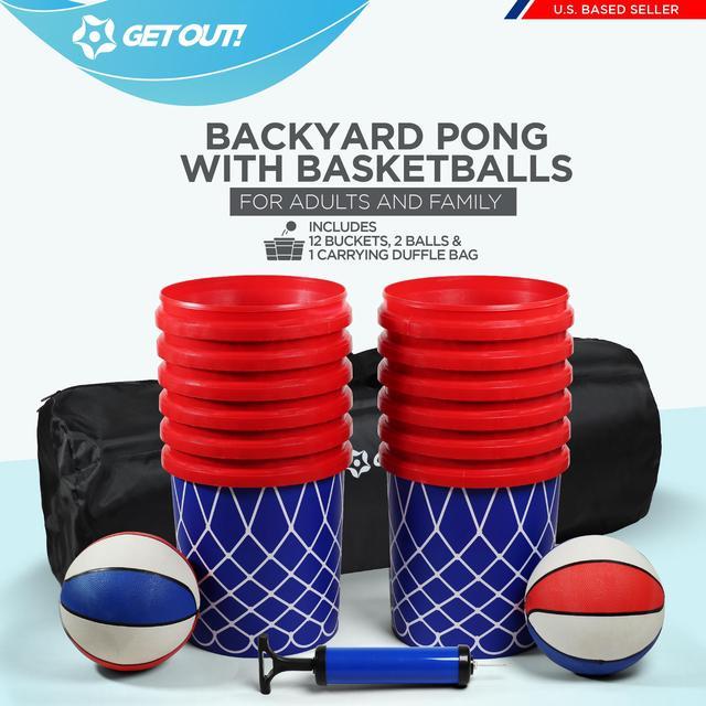 Yard Games Giant Pong with Durable Buckets and Balls