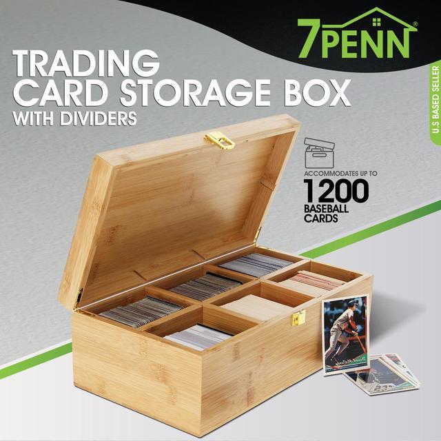 7Penn Top Loading Card Storage Box - 6 Slot Bamboo Game and