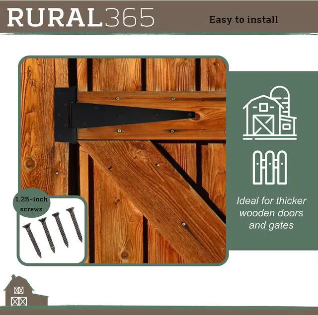 Alt view image 5 of 7 - Rural365 Triangle Door Hinge 4Pk - Heavy Duty 12in Farmhouse Style Door Hinges