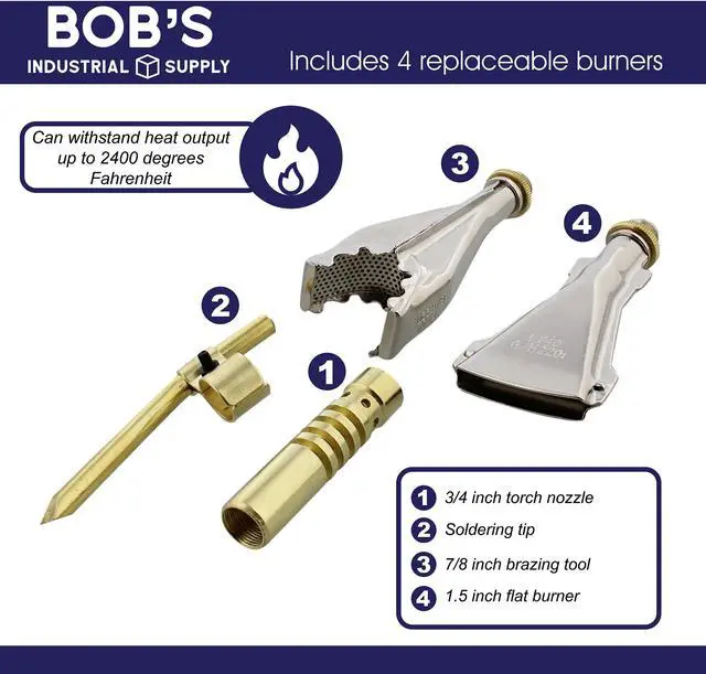 Alt view image 5 of 7 - BISupply Hand Held Propane Torch Kit - 50in Handheld Torch with Hose and Burners