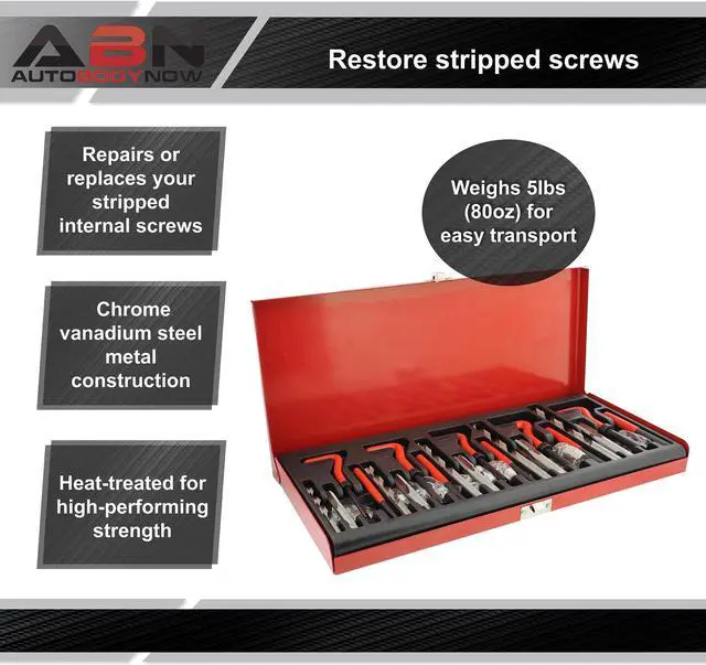 Alt view image 3 of 7 - ABN Professional Thread Repair Kit - 131pc SAE Drill Thread Restorer Kit