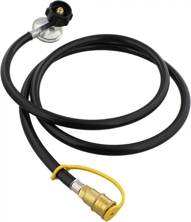Alt view image 6 of 7 - BISupply Low Pressure Regulator Hose 8ft Steel Propane Gas Grill and Heater