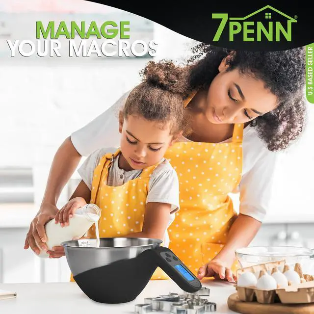 Alt view image 6 of 6 - 7Penn Digital Kitchen Food Scale - Black 70oz Bowl Scale with Handle up to 11lbs