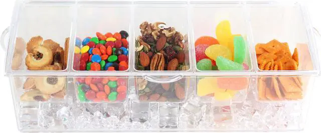 Alt view image 8 of 8 - 7Penn | Condiment Tray with Ice Chamber Lid Tongs Spoons 5 Condiment Containers