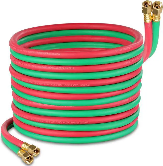 Main image of ABN Oxy Acetylene Hose - 50ft 1/4in B Fitting Twin Welding Cutting Torch Hoses