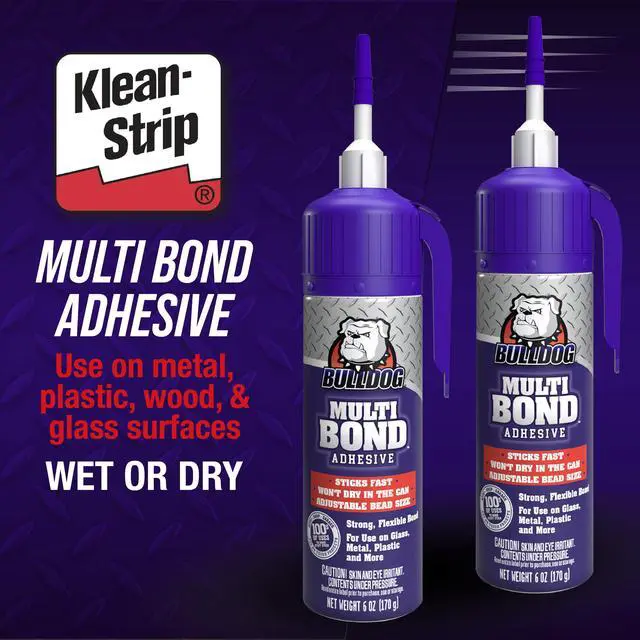 Alt view image 3 of 7 - Bulldog Multi-Bond Adhesive, 6 oz., White, Ideal for Hundreds of Shop and Garage Applications, Fast-Drying, Works on Wet Surfaces, Ideal for Metal, Fiberglass and Brick Adhesive