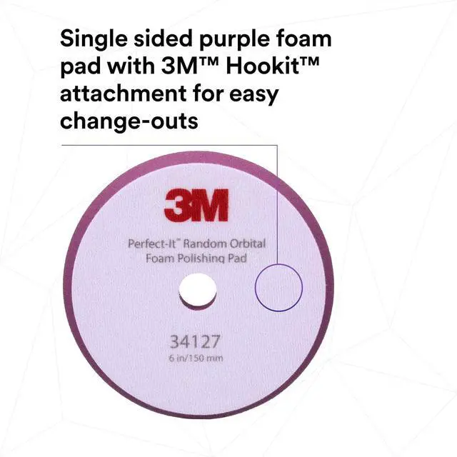 Alt view image 7 of 7 - 3M Perfect-It Random Orbital Foam Polishing Pad, 6"/150 mm, Purple, 34127