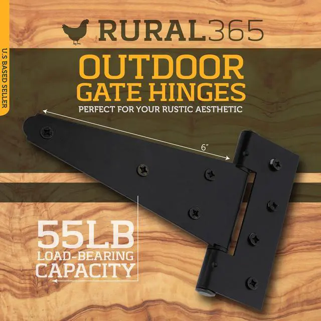 Alt view image 2 of 7 - Rural365 Triangle Door Hinge 4 Pk - Heavy Duty 6in Farmhouse Style Door Hinges
