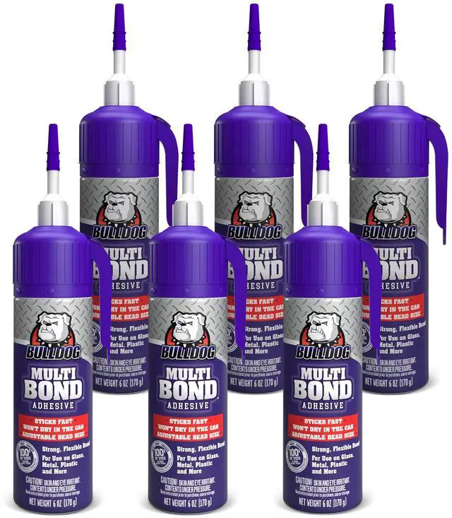 Main image of Bulldog Multi-Bond Adhesive, 6 oz., White, Ideal for Hundreds of Shop and Garage Applications, Fast-Drying, Works on Wet Surfaces, Ideal for Metal, Fiberglass and Brick Adhesive