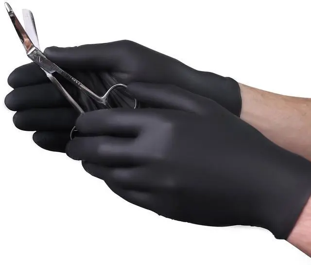 Alt view image 2 of 5 - VGuard A11A34 Nitrile Gloves - 1 Box 100CT 3.5mil XL Black Disposable Gloves