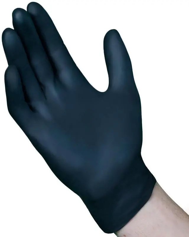 Main image of VGuard A16A34 Nitrile Gloves - 1 Box 100CT 5mil XL Black Disposable Gloves
