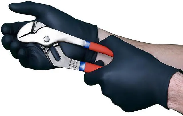Alt view image 2 of 5 - VGuard A16A34 Nitrile Gloves - 1 Box 100CT 5mil XL Black Disposable Gloves