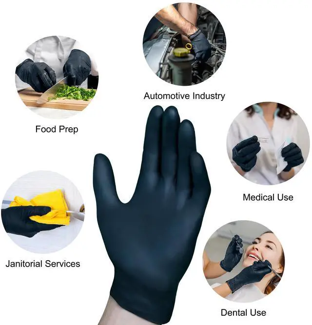Alt view image 5 of 5 - VGuard A16A34 Nitrile Gloves - 1 Box 100CT 5mil XL Black Disposable Gloves