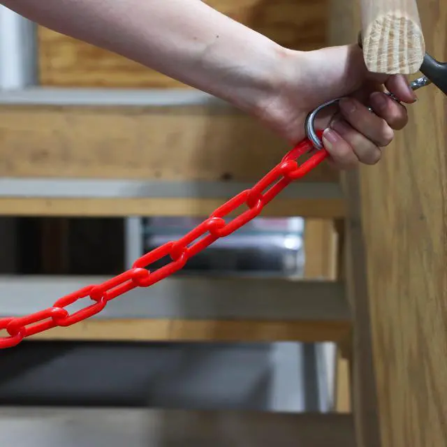 Alt view image 6 of 7 - BISupply Plastic Chain Barrier 125ft Red Plastic Halloween Chain Crowd Control