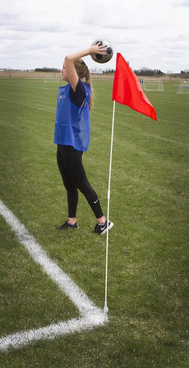 Alt view image 2 of 10 - Get Out!™  Soccer Corner Flag Posts with Red Flag (Set of 4) Spring-Loaded Base