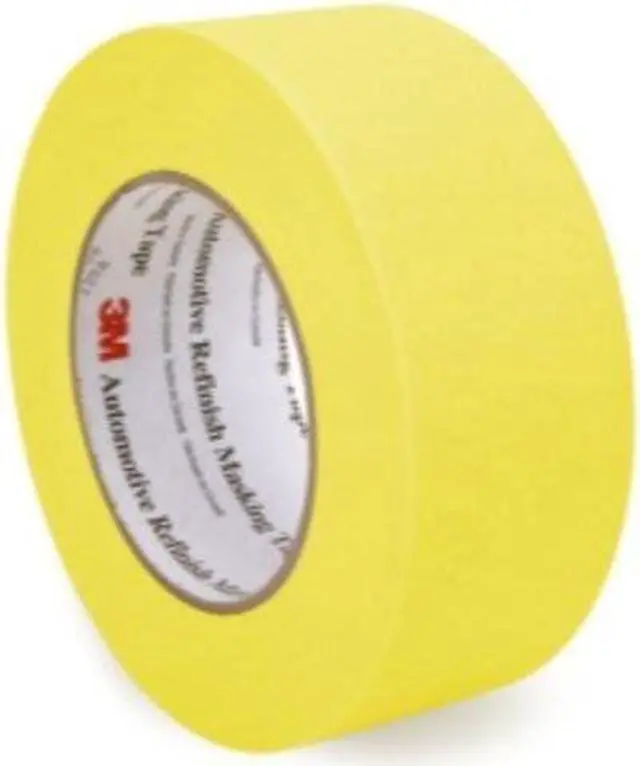 Main image of 3M 06656 Crepe Paper Automotive Refinish Masking Tape 2 Inch, 1 Roll, Yellow