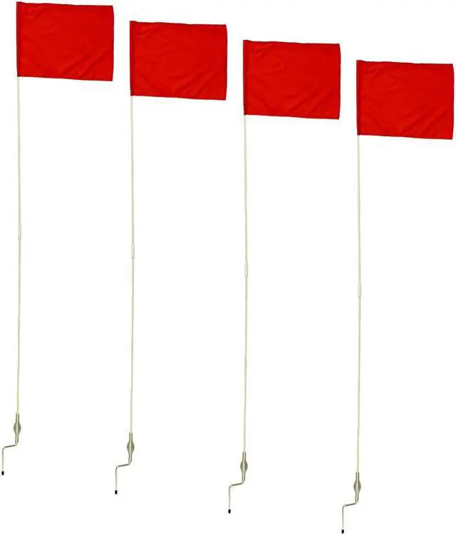 Main image of Get Out!™  Soccer Corner Flag Posts with Red Flag (Set of 4) Spring-Loaded Base