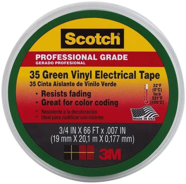 Alt view image 3 of 9 - 3M 10851 Scotch #35 Electrical Tape, 3/4-Inch by 66-Foot by 0.007-Inch, Green - OEM