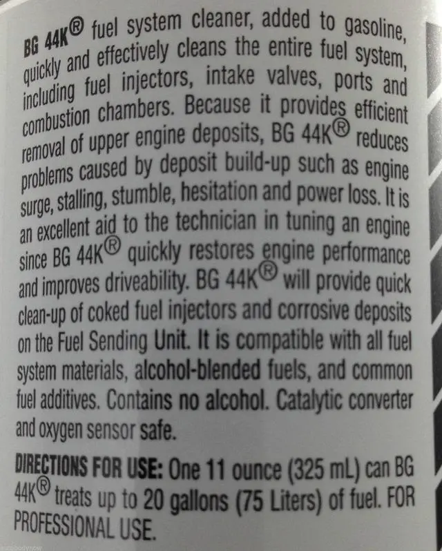 Alt view image 3 of 4 - BG 44K Fuel System Cleaner Power Enhancer (QTY 12) 11oz cans