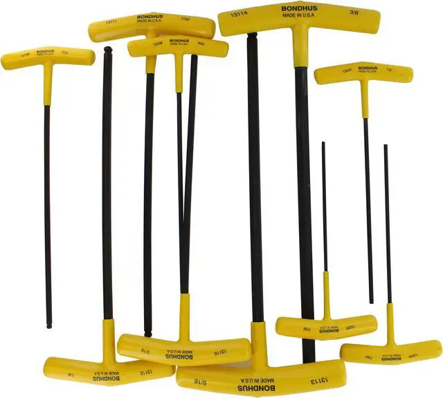 Alt view image 2 of 6 - Bondhus 13190 Set of 10 Balldriver and Hex T-handles with Stand 3/32-3/8 Inch