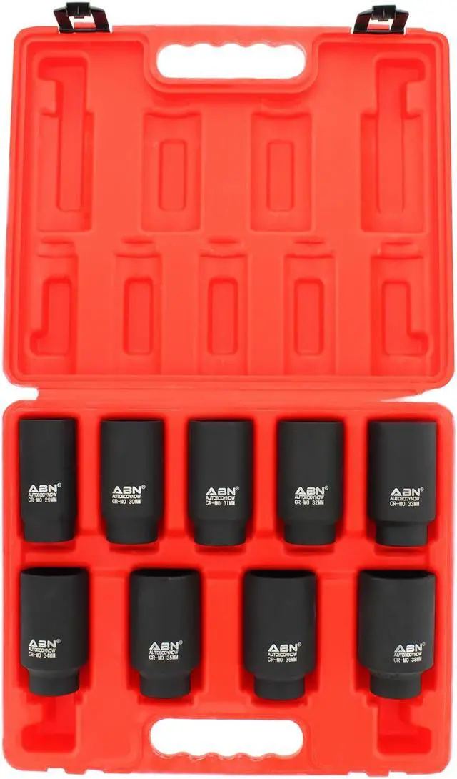 Alt view image 2 of 10 - ABN Axle Nut Socket 1/2" Inch Drive 9-Piece Metric Set for Vehicle 6pt Axle Nut