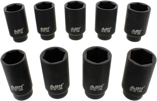 Alt view image 3 of 10 - ABN Axle Nut Socket 1/2" Inch Drive 9-Piece Metric Set for Vehicle 6pt Axle Nut