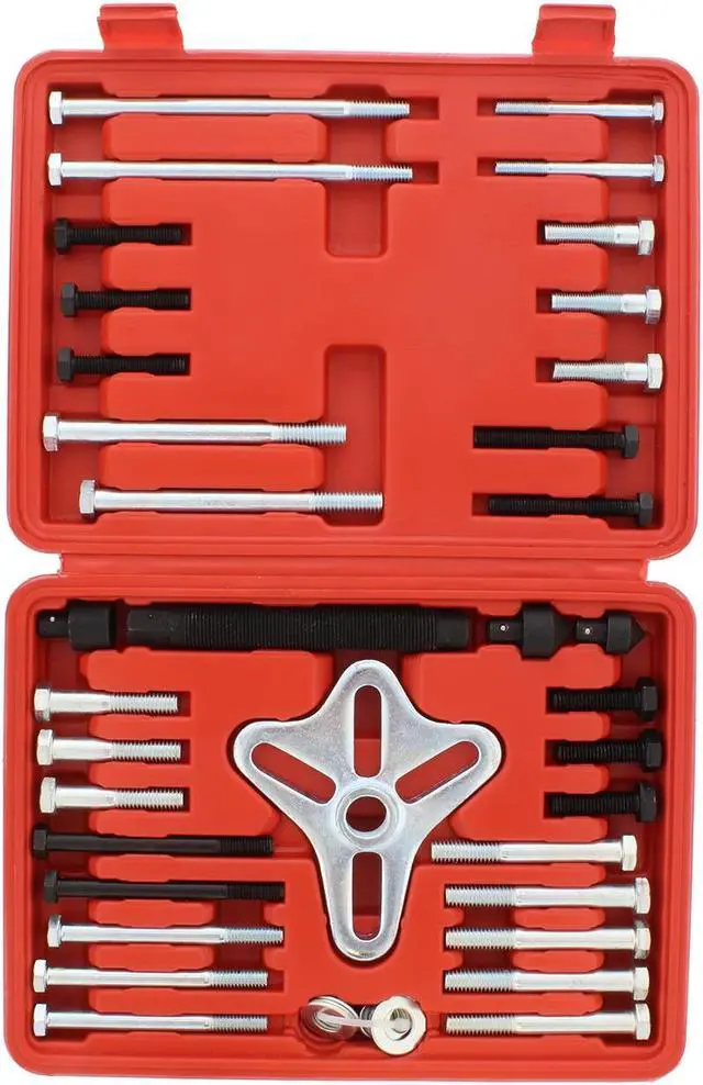 Alt view image 3 of 13 - ABN Harmonic Balancer Puller Tool 46pc Flywheel Crankshaft Pulley Steering Wheel
