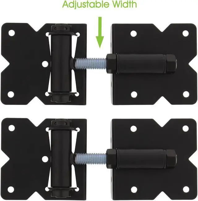 Alt view image 3 of 14 - 7Penn Self-Closing Black Gate Hinge 2-Pack with Screws and Swing Adjuster Tool