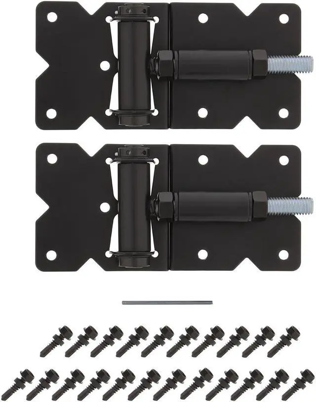 Alt view image 2 of 14 - 7Penn Self-Closing Black Gate Hinge 2-Pack with Screws and Swing Adjuster Tool