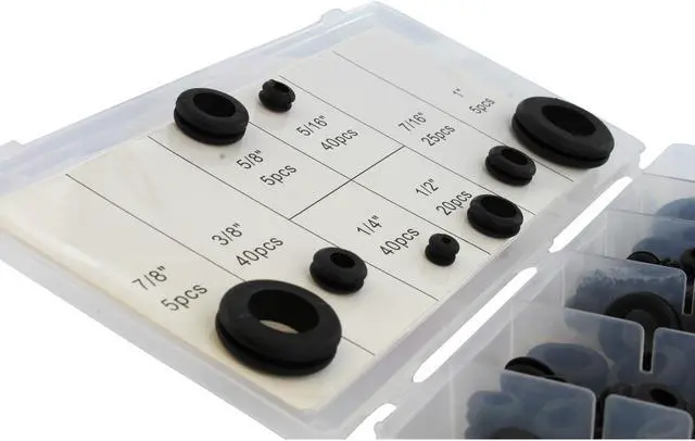 Alt view image 3 of 7 - ABN 180 Piece SAE Rubber Grommet Assortment 7/8 5/8 5/16 7/16 3/8 1/4 1/2 & 1 Inch