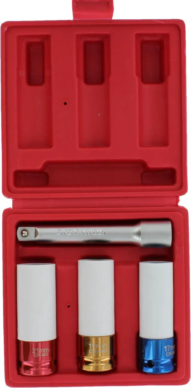 Alt view image 2 of 9 - ABN 1/2” Inch Impact Drive Lug Nut Socket & Extension Bar Non-Marring 4pc Set