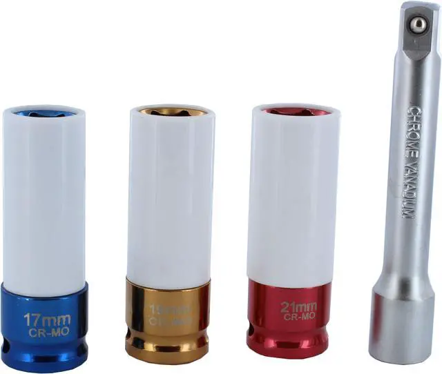 Main image of ABN 1/2” Inch Impact Drive Lug Nut Socket & Extension Bar Non-Marring 4pc Set